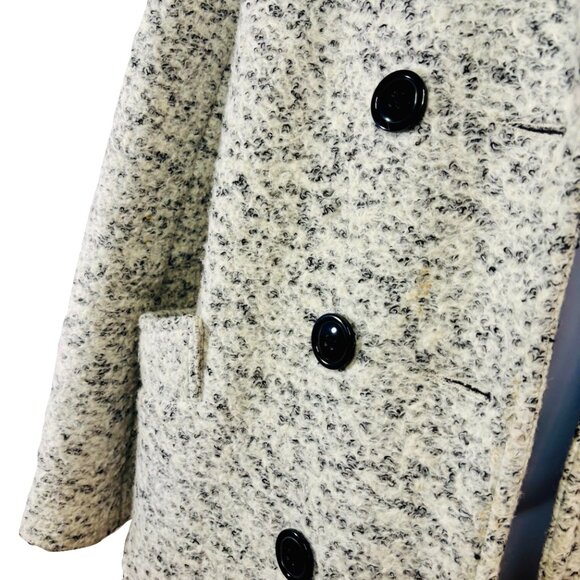 Forever 21 White & Black Flecked Pea Coat - Size M - Worn Once - Picture 6 of 11